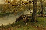 Anton Mauve Sheep Watering by a River painting